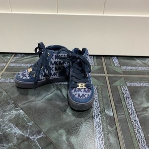 Kids Navy blue Michael Kors high top shoes